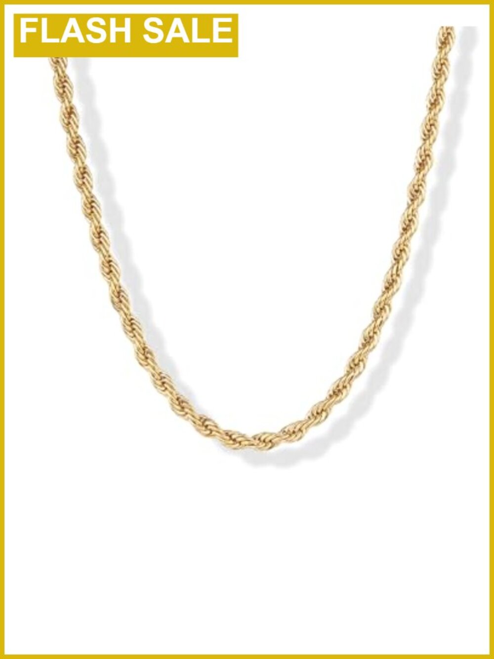 Waterproof 14K Gold Plated Rope Chain Necklace